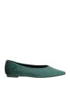 Giulia Neri Woman Ballet Flats Emerald Green Size 10 Textile Fibers