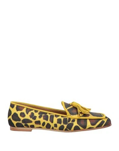 Giulia Neri Woman Loafers Yellow Size 11 Textile Fibers