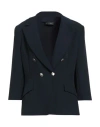 Giulia Valli Woman Blazer Midnight Blue Size 12 Polyester, Elastane In Blue