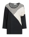 Giulia Valli Woman Sweater Black Size Xxl Viscose, Polyamide In Black