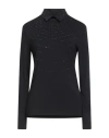 Giulia Valli Woman Top Black Size 10 Viscose, Elastane, Polyester In Blue