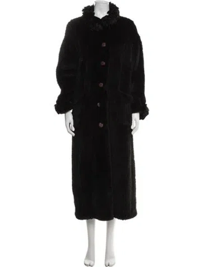 Pre-owned Giuliana Teso Fur Faux Fur Coat In Black