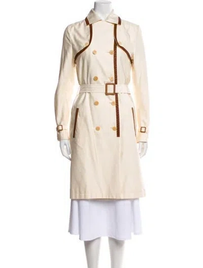 Pre-owned Giuliana Teso Printed Trench Coat In Neutral