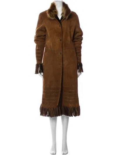 Pre-owned Giuliana Teso Shealing With Fox Fur Shearling Fur Coat In Brown