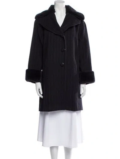 Pre-owned Giuliana Teso Virgin Wool Faux Fur Coat In Black