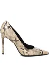 Giuliano Galiano 110mm Snake-effect Stiletto Pumps In Neutral