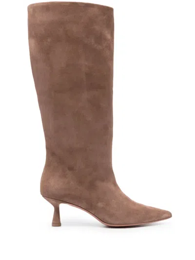 Giuliano Galiano 60mm Suede Knee-high Boots In Brown