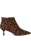 Giuliano Galiano Animal-print Heeled Boots In Brown