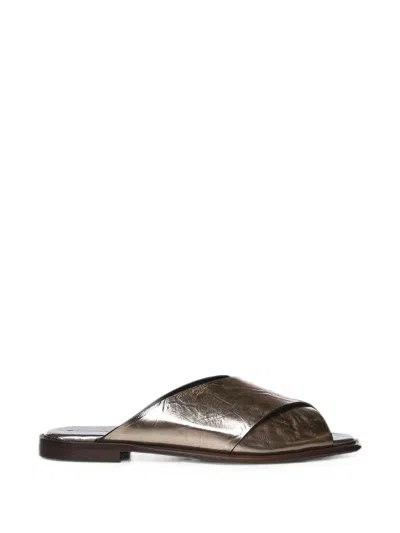 Giuliano Galiano Crinkled-effect Crossover-strap Sandals In Brown