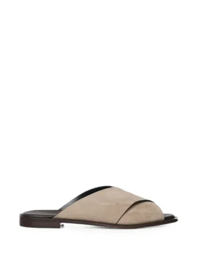 Giuliano Galiano Criss-cross Suede Sandals In Neutral