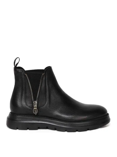 Giuliano Galiano Diamond Bufalo Ankle Boots In Black