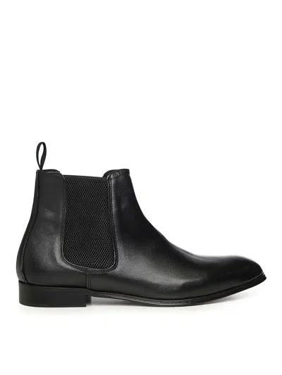 Giuliano Galiano Finish Leather Ankle Boot In Black