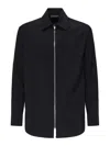 Giuliano Galiano Zip-front Italian-collar Shirt In Blue