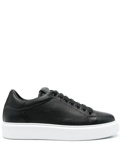 Giuliano Galiano Lace-up Calf-leather Sneakers In Schwarz