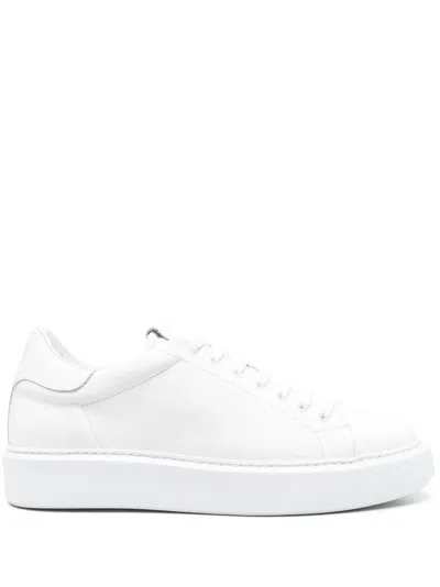 Giuliano Galiano Lace-up Calf-leather Sneakers In Weiss