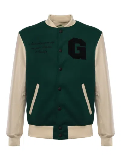 Giuliano Galiano Leather-sleeve Jacket In Green
