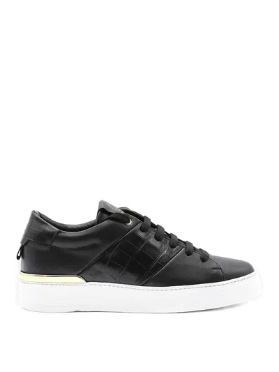 Giuliano Galiano Leather Sneakers With Crocodile Effect In Black