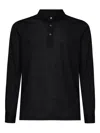 Giuliano Galiano Long-sleeved Knitted Polo Shirt In Black