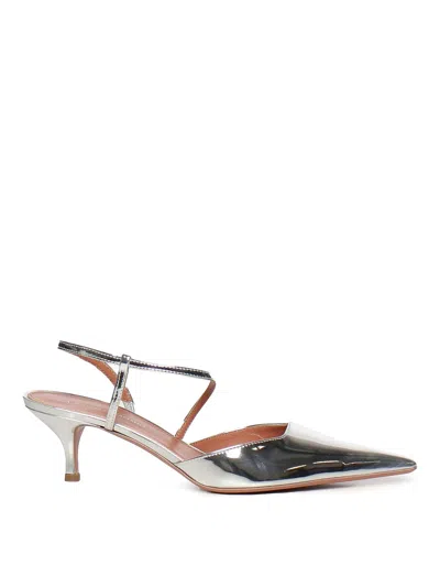 Giuliano Galiano Mirror Leather Demi Sandals In Silver
