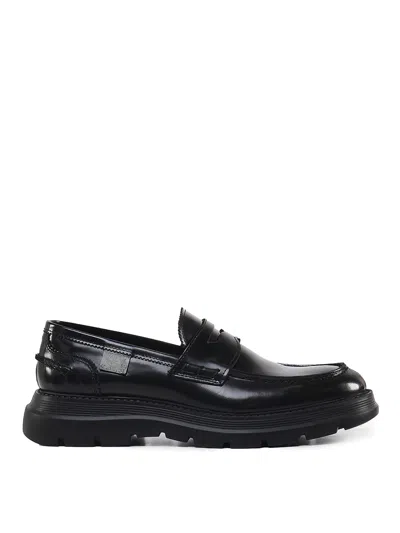 Giuliano Galiano Freddie Penny-sloth Leather Loafers In Black