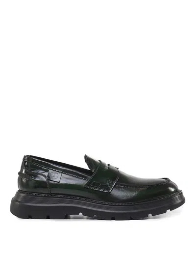 Giuliano Galiano Freddie Penny-slot Leather Loafers In Green