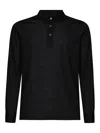 Giuliano Galiano Long-sleeved Knitted Polo Shirt In Black