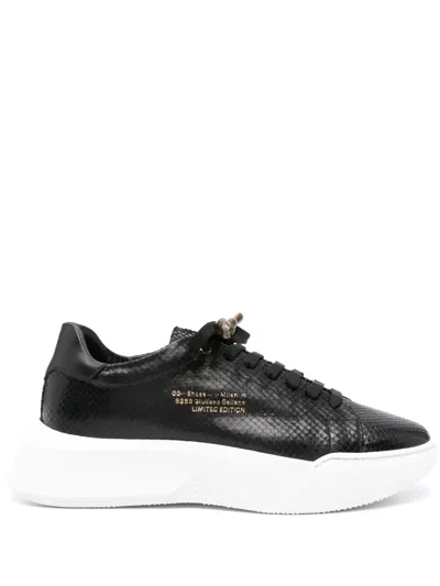 Giuliano Galiano Python Leather Sneakers In Black