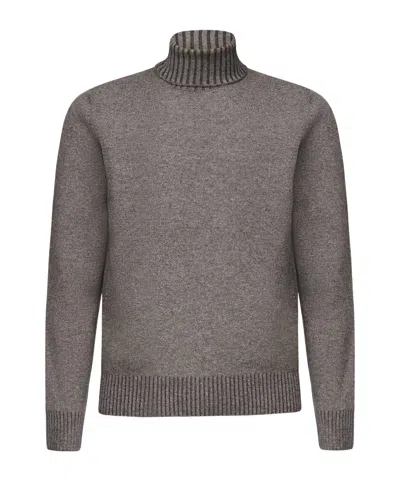 Giuliano Galiano Ribbed Turtleneck Knitted Sweater In Gray