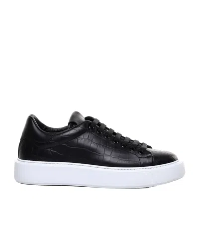 Giuliano Galiano Road Crocodile-embossed Sneakers In Black
