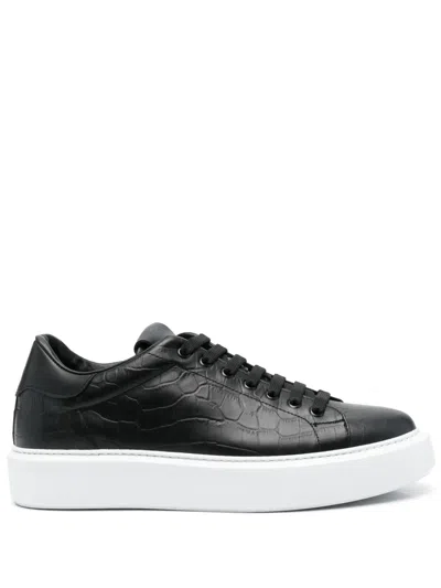 Giuliano Galiano Road Crocodile-embossed Sneakers In Schwarz