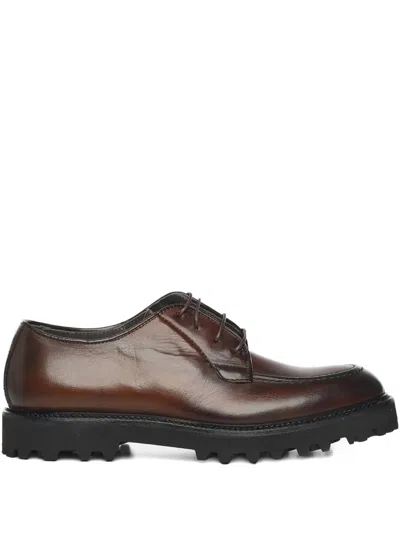 Giuliano Galiano Round-toe Leather Derby Shoes In Brown