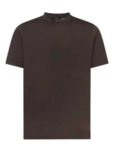 Giuliano Galiano Short-sleeved Crew Neck T-shirt In Brown