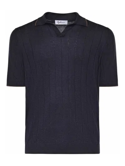 Giuliano Galiano Silk Polo In Blue