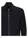 Giuliano Galiano Zip-front Italian-collar Shirt In Black