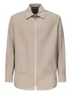 Giuliano Galiano Zip-front Patch-pocket Shirt In Neutral
