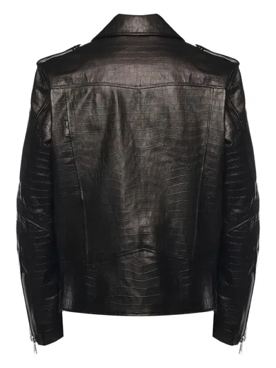 Giuliano Galiano Zipped Leather Jacket In Black
