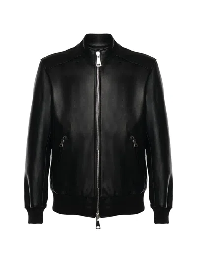 Giuliano Galiano Zipped Nappa Jacket In Black