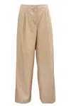 Giuliette Brown Pantaloni Palazzo Pence Beige Gessato In Gold