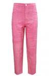 Giuliette Brown Pantaloni Puffy Denim Cherry In Rosa