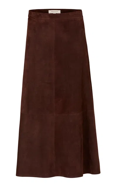 Giuliva Heritage Ada Suede Midi Skirt In Brown