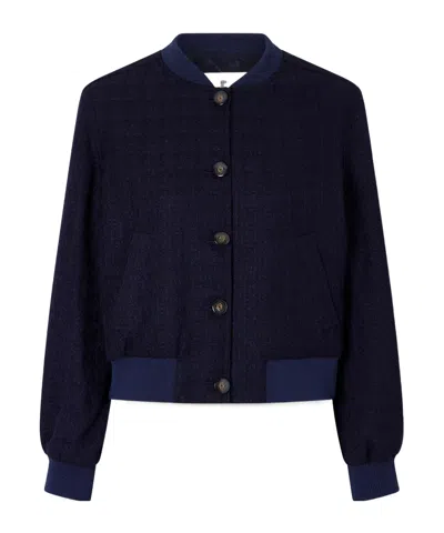 Giuliva Heritage Collection Bouclé-tweed Bomber Jacket In Blue