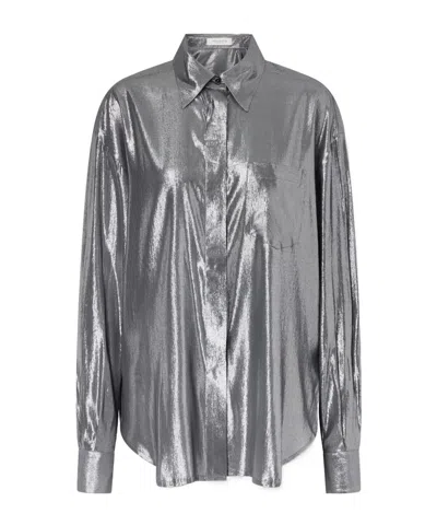 Giuliva Heritage Collection Carmen Satin Shirt In Gray