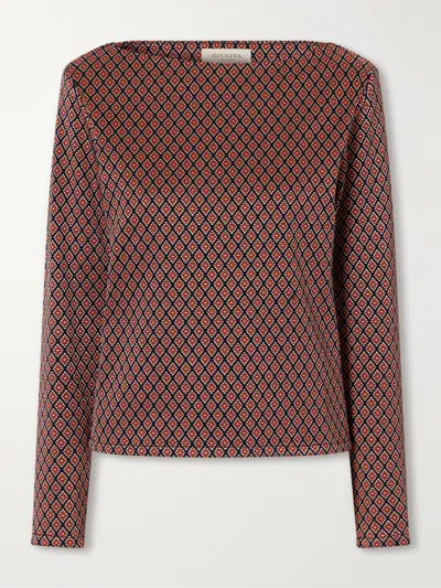 Giuliva Heritage Collection Diamond-jacquard Stretch-jersey Top In Brown
