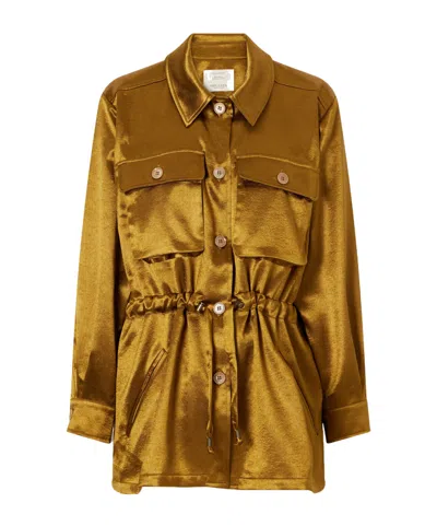 Giuliva Heritage Collection Drawstring Satin Jacket In Gold