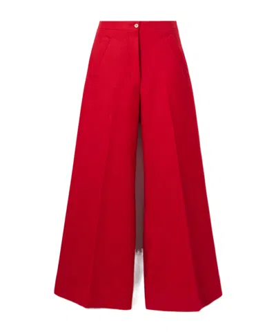 Giuliva Heritage Collection High Waist Suit Fabric Wide Leg Trousers In Red
