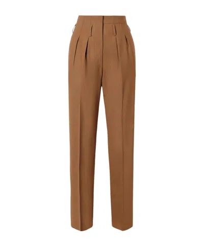 Giuliva Heritage Collection High-rise Pleated Wool Tapered Pants In Brown
