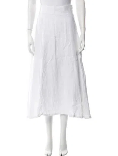 Pre-owned Giuliva Heritage Collection Linen Midi Length Skirt In White