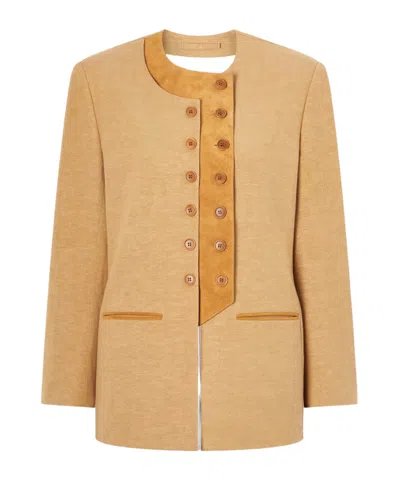 Giuliva Heritage Collection Linen-blend Blazer In Brown