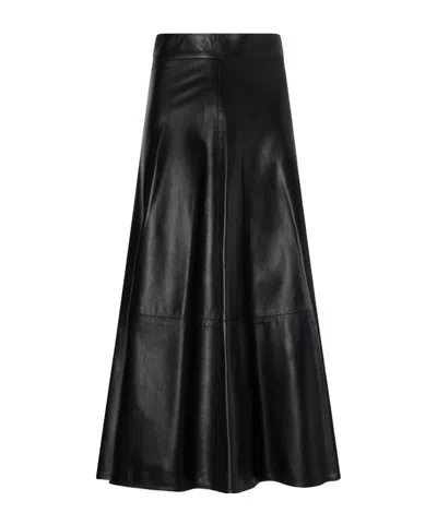 Giuliva Heritage Collection Paneled Leather Midi Skirt In Black