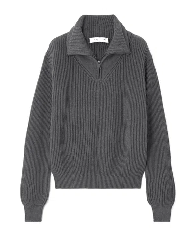 Giuliva Heritage Collection Philip Ribbed Cotton Half-zip Sweater In Gray